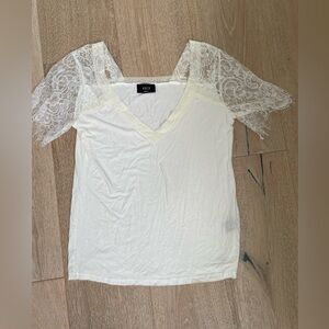 Vici Cream Lace Sleeve V neck Blouse